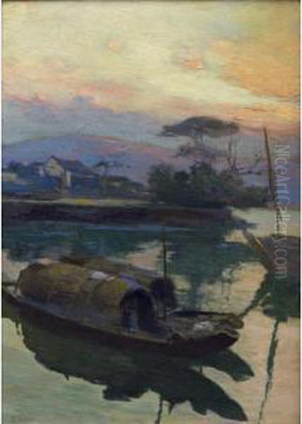 Les Jonques Au Soleil Oil Painting by Henry Emile Vollet