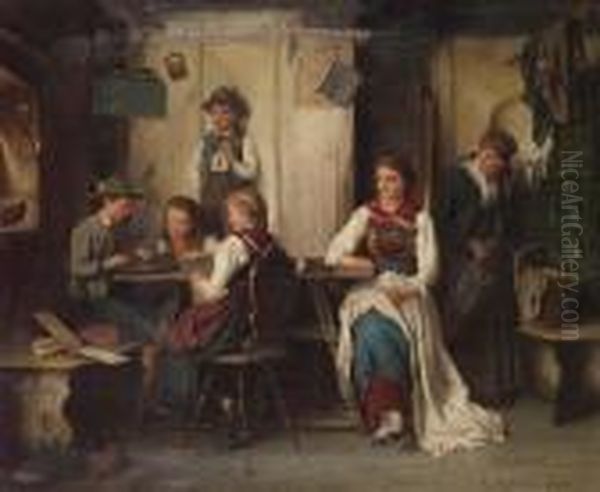 The Zither Recital Oil Painting by Ludwig Vollmar