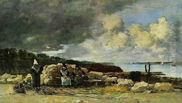 Fisherwomen at Brest Oil Painting by Eugene Boudin