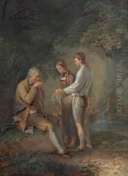 The Good Deed. Oil Painting by Johann Georg Volmar