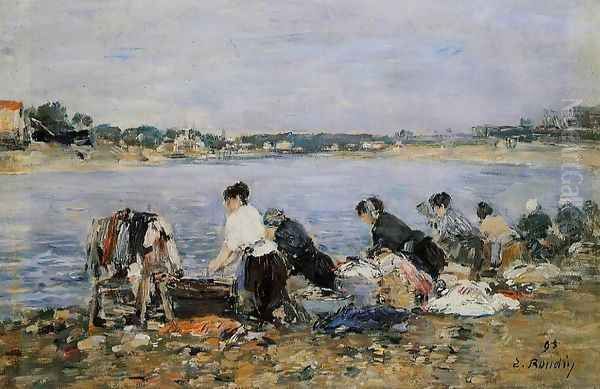 Laundresses Oil Painting by Eugene Boudin