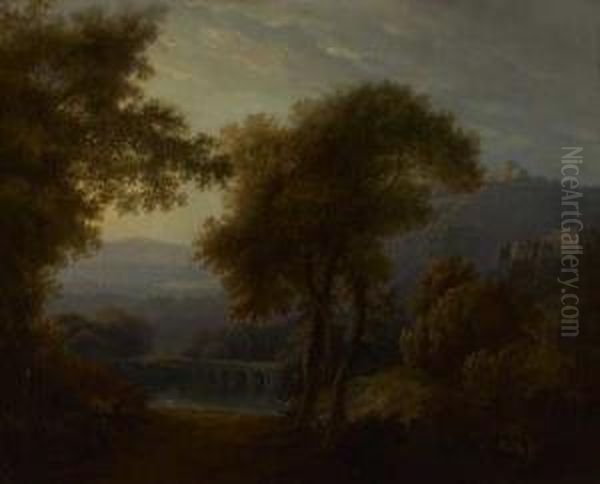 Arkadische Landschaft Oil Painting by Johann Georg Volmar