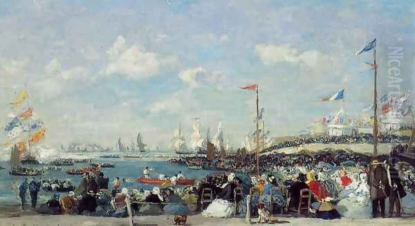 Le Havre, the Regatta Festival Oil Painting by Eugene Boudin