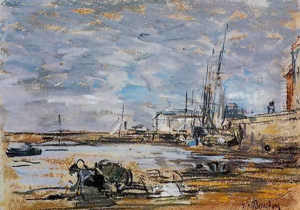 Port at Low Tide Oil Painting by Eugene Boudin