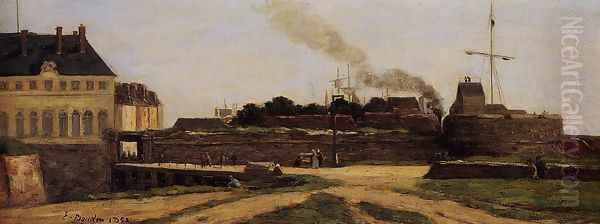 Le Havre, the Town Hotel and the Francois I Tower Oil Painting by Eugene Boudin