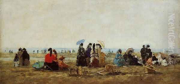 The Beach at Trouville VI Oil Painting by Eugene Boudin