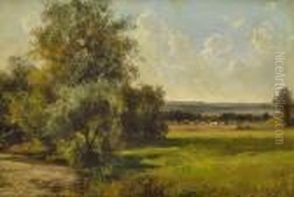 Sommerliche Baumlandschaft Mit Bachlauf Oil Painting by Ludwig Gustav Voltz