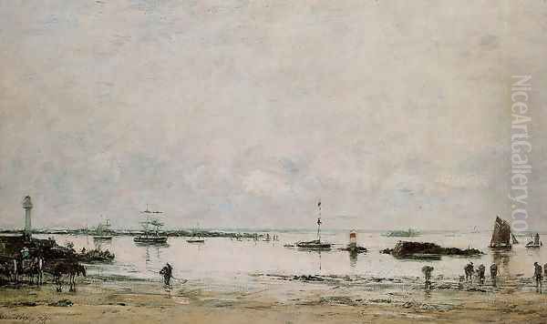 Portrieux, the Port, Low Tide Oil Painting by Eugene Boudin