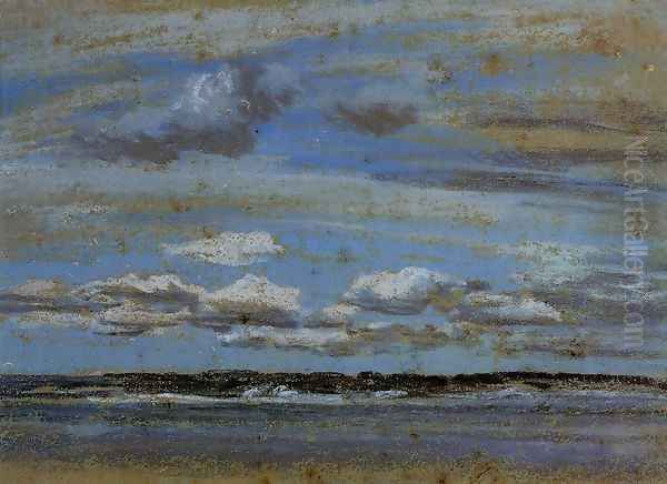 White Clouds over the Estuary Oil Painting by Eugene Boudin