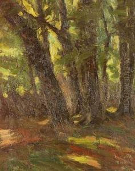 Forest Interior Oil Painting by Carl Henry Von Ahrens