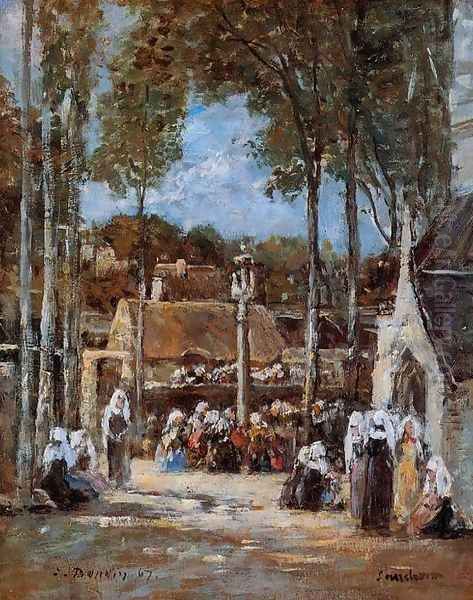 Local Pilgrimmage at Landerneau Oil Painting by Eugene Boudin