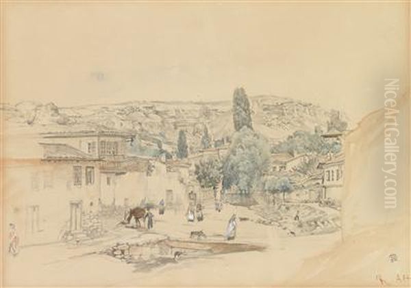 Dorfstrasse In Bosnien Oil Painting by Rudolf Ritter von Alt