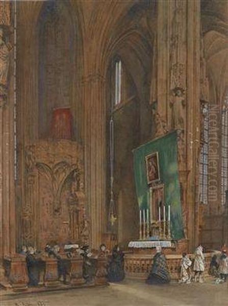 Inneres Der Stephanskirche Oil Painting by Rudolf Ritter von Alt