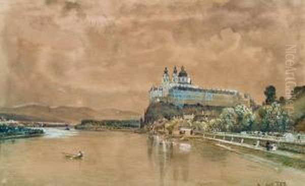 Stift Melk An Der Donau Oil Painting by Rudolf Ritter von Alt