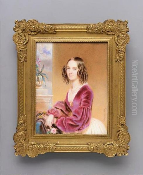 F - A Young Lady Oil Painting by Alois Von Anreiter