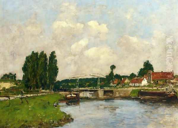 The Lock at Saint-Valery-sur-Somme Oil Painting by Eugene Boudin