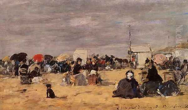 Trouville, Beach Scene VI Oil Painting by Eugene Boudin