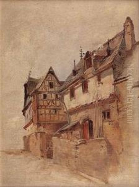 Alte Fachwerkhauser In Einer Deutschen Stadt Oil Painting by Nicolai Von Astudin