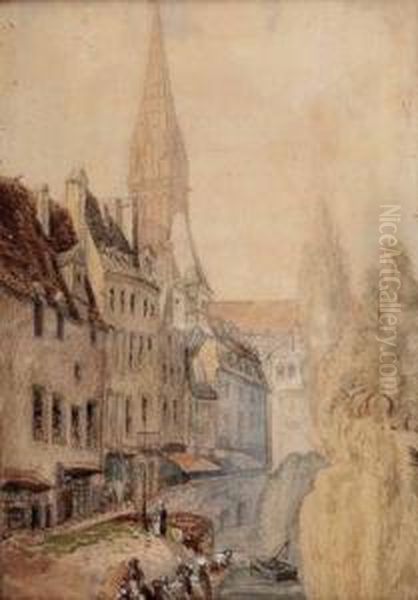 Gotische Kirche In Einer Deutschen Stadt Oil Painting by Nicolai Von Astudin