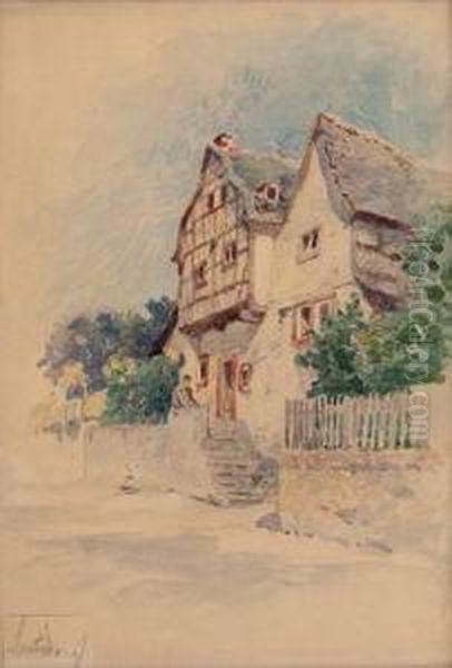 Alte Hauser In Leutesdorf Am Rhein Oil Painting by Nicolai Von Astudin