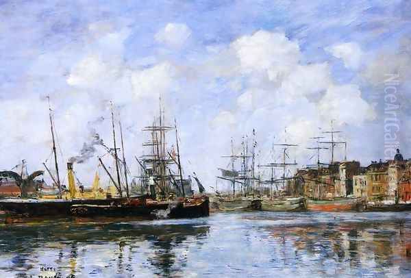 Le Havre, Le Bassin de la Barre I Oil Painting by Eugene Boudin