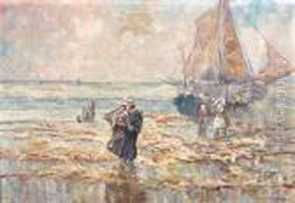 De Binnenkomst Van De Vissersvloot Oil Painting by Hans Von Bartels