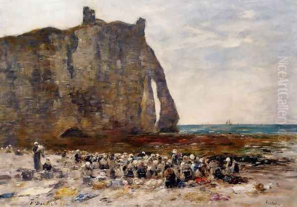 The Laundresses of Etretat Oil Painting by Eugene Boudin