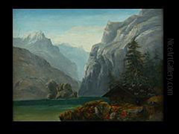 Gebirgssee Oil Painting by Prinz Alfons Von Bayern