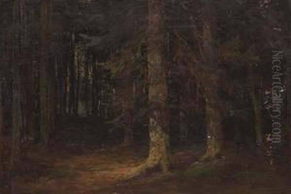 Waldinneres Oil Painting by Gustav Freiherr Von Bechtolsheim