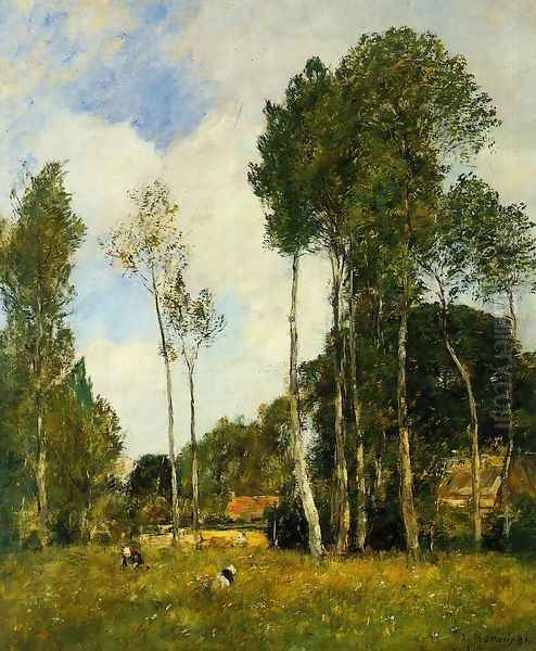 Oiseme Landscape, near Chartres Oil Painting by Eugene Boudin