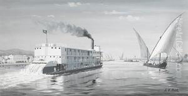 Steamer On The River Nile Oil Painting by Else Von Beck