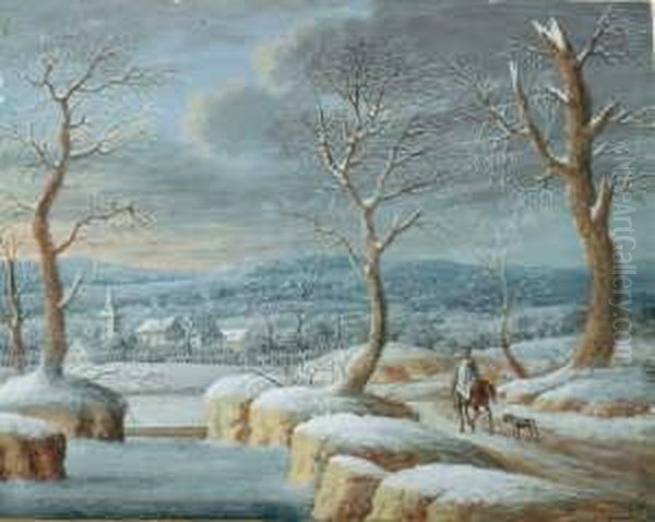 Winterlandschaft. Oil Painting by Georg Christoph G. Von Bemmel