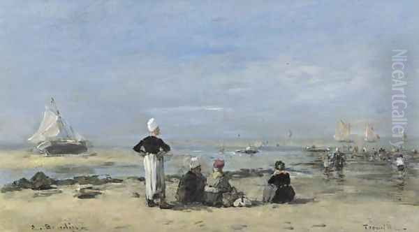 Maree basse à Trouville Oil Painting by Eugene Boudin