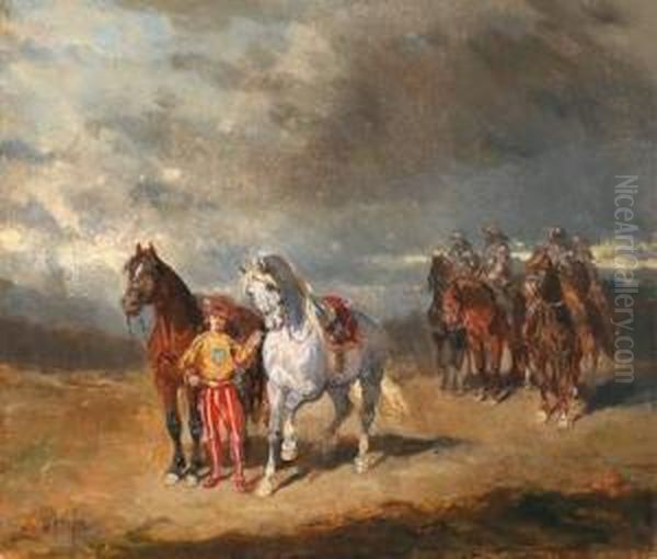 Military Scene Oil Painting by Alexander Franz Von Bensa