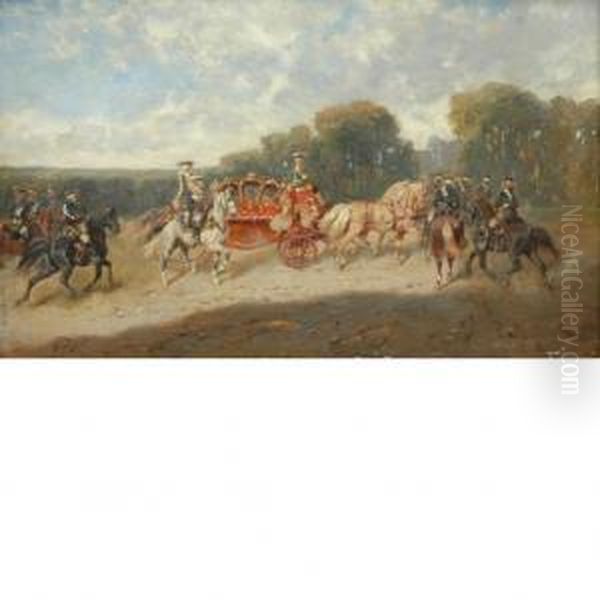 Royal Carriage Oil Painting by Alexander Ritter Von Bensa