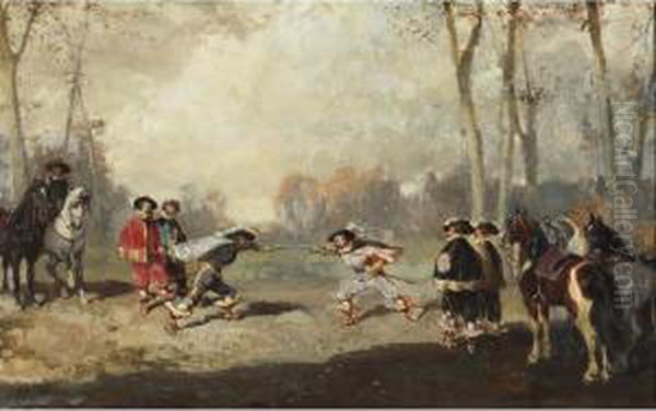 The Duel Oil Painting by Alexander Ritter Von Bensa