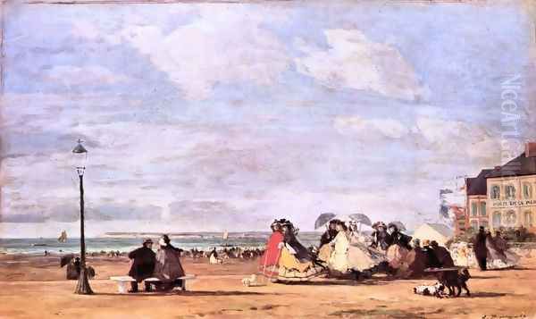 Empress Eugenie at beach at Trouville Oil Painting by Eugene Boudin