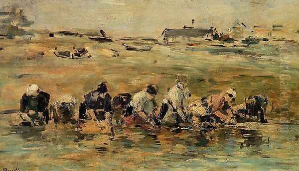 Study of Laundresses Oil Painting by Eugene Boudin