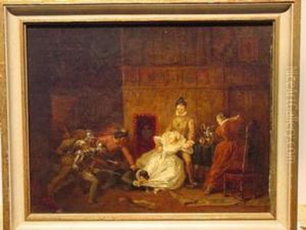 The Murder Of The Lover Of Mary Stuart Oil Painting by Hugo Von Blomberg