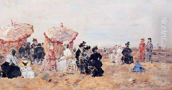 Villers, Beach Scene Oil Painting by Eugene Boudin