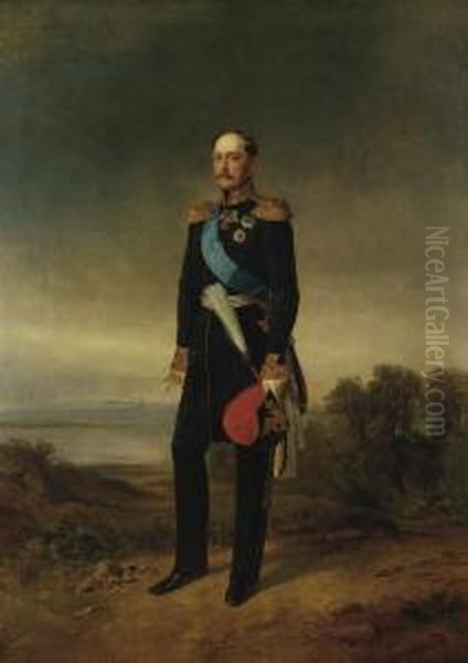 Emperor Nicholas I In The Full Uniform Of A Guard Cossack General Oil Painting by Gregor Jnr Von Bochmann