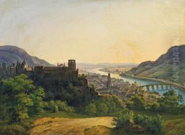 Blick Aufheidelberg Oil Painting by Rudolf Von Bohr