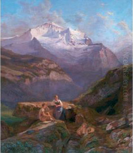 Jungfraumassiv Oil Painting by Abraham Sigmund Von Bonstetten