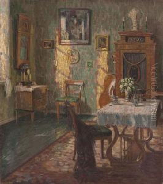 Saloninterieur Oil Painting by August Von Brandis