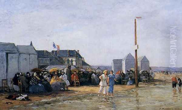 Trouville, Bathing Hour Oil Painting by Eugene Boudin