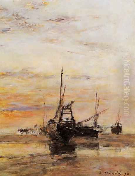 Berck: Low Tide Oil Painting by Eugene Boudin