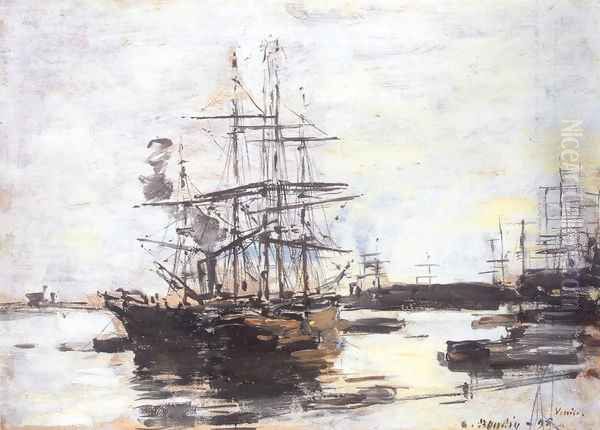 Vaisseaux a l'ancre devant Venise Oil Painting by Eugene Boudin