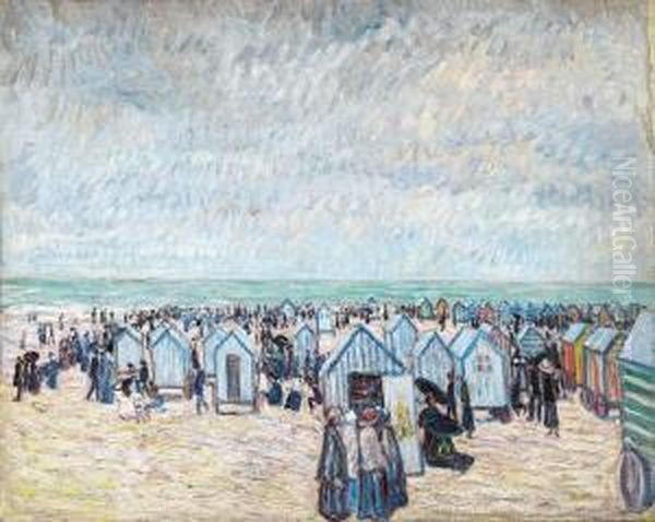 Badestrand In Knokke Oil Painting by Theo Von Brockhusen