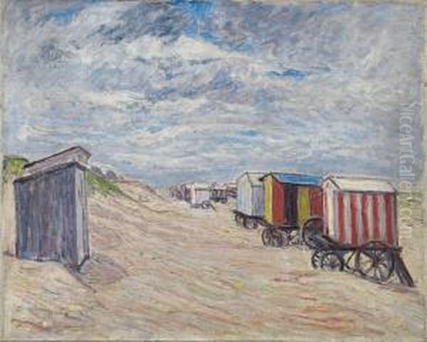 Badekarren Am Nordseestrand Oil Painting by Theo Von Brockhusen