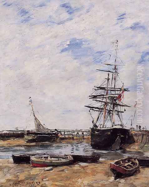 Trouville, Low Tide Oil Painting by Eugene Boudin